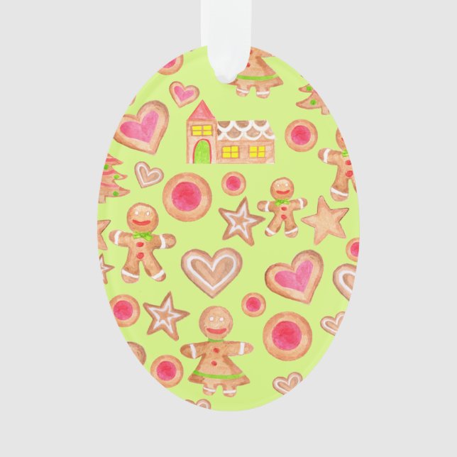 Adorno navidades de acuarela galletas de pan de jengibre (Anverso)
