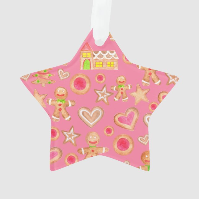 Adorno navidades de acuarela galletas de pan de jengibre (Reverso)
