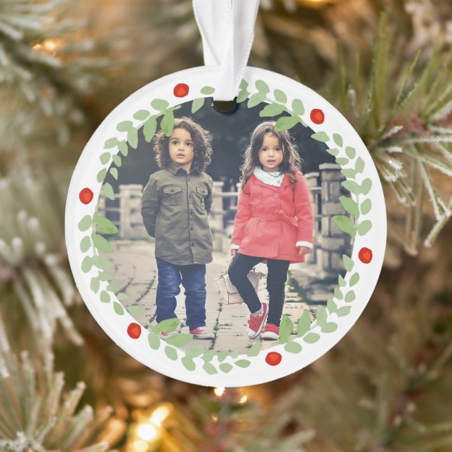 Adorno Navidades de acuarela Wreath Photo (Árbol)