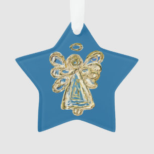Adorno Navidades de arte del Ángel de la Guardia Azul