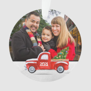 Adorno Navidades de Camión Rojo personalizado de foto fa