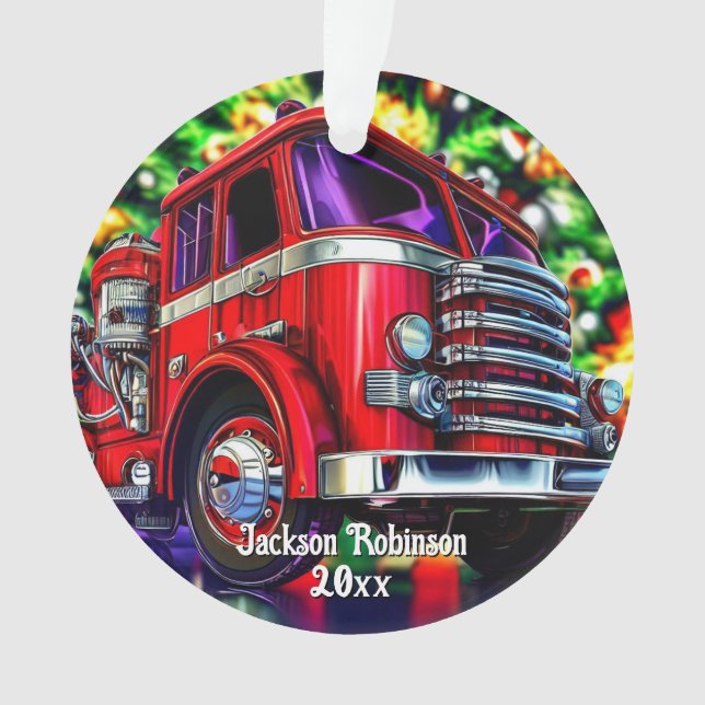 Adorno Navidades de camiones de bomberos (Anverso)