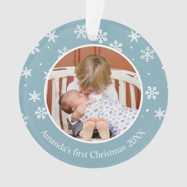 Adorno Navidades de copo de nieve 2 Personalizado de foto (Anverso)
