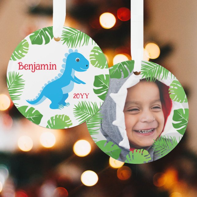 Adorno Navidades de Dinosaur Blue T-Rex Photo Keepsake (Subido por el creador)