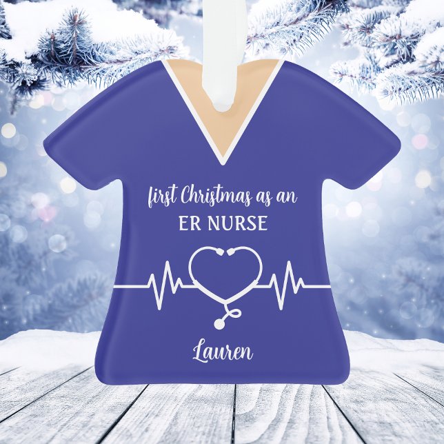 Adorno Navidades de enfermeras de urgencias personalizada (Personalized ER Nurse Christmas Ornament
)