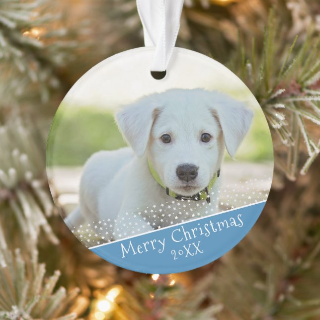 Adorno Navidades de foto de Mascota de perro azul Holiday (Árbol)