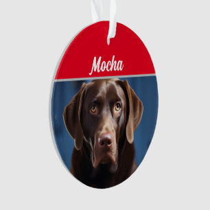 Adorno Navidades de fotografía de perro Chocolate Labrado