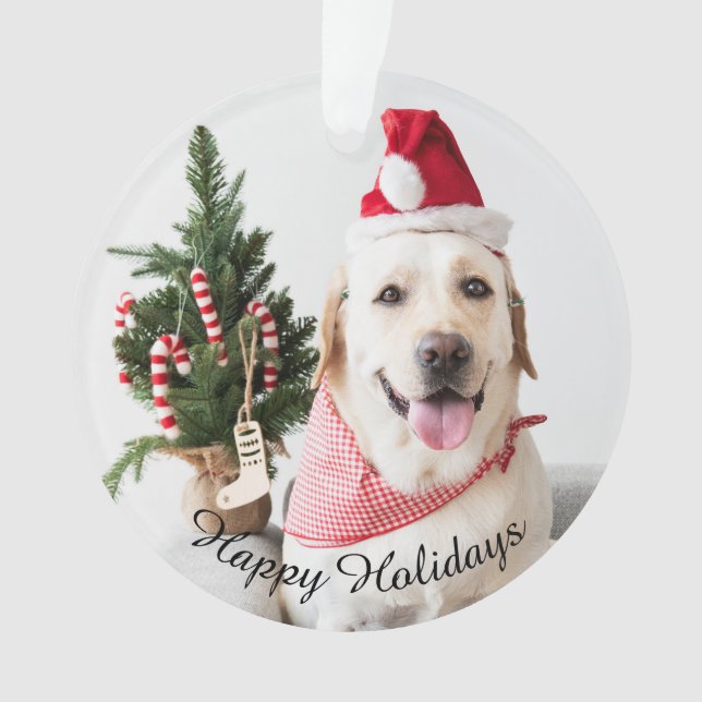Adorno Navidades De Fotografía De Perro Con Personalizado (Anverso)