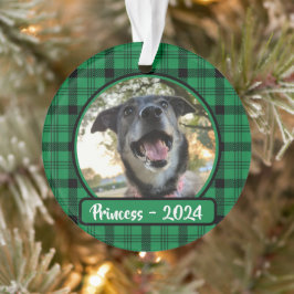 Adorno Navidades de fotografía de perro de color verde y 
