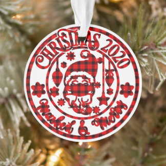 Adorno Navidades de fotografía de Plaid Masked & Merry