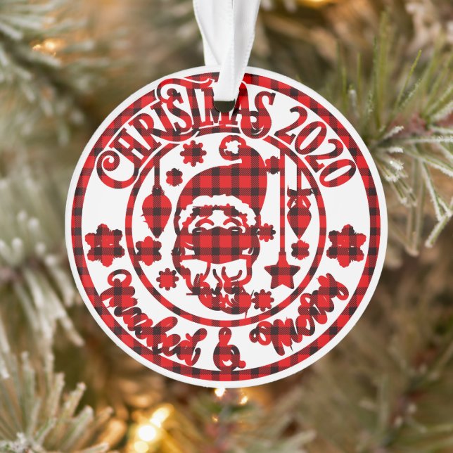 Adorno Navidades de fotografía de Plaid Masked & Merry (Árbol)