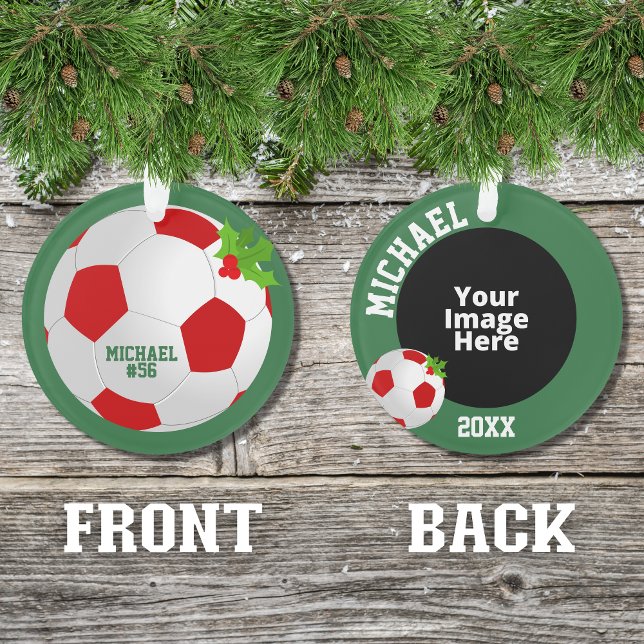 Adorno Navidades de fotografía personalizados de fútbol (A cute ornament for the  soccer player in your life insert your own picture to personalized it.)