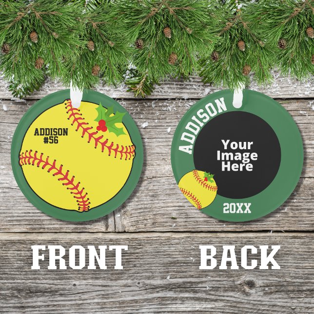 Adorno Navidades de fotografía personalizados de Softball (A cute ornament for the softball player in your life insert your own picture to personalized it.)