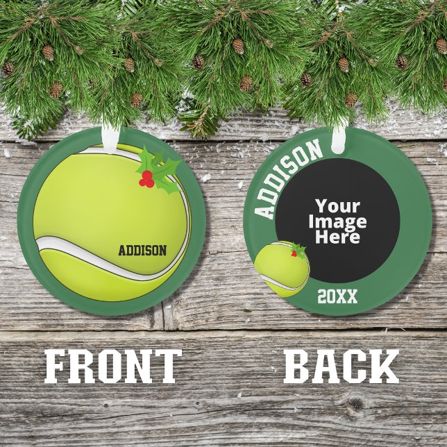 Adorno Navidades de fotografía personalizados de tenis (A cute ornament for the tennis player in your life insert your own picture to personalized it.)