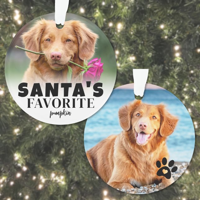 Adorno Navidades de fotos de Mascotas de perro favoritos  (Santa's Favorite Dog Pet Photo Christmas Ornament )