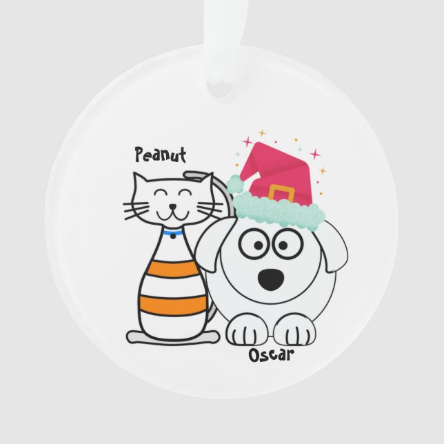 Adorno Navidades de gatos y perros Personalizados (Anverso)