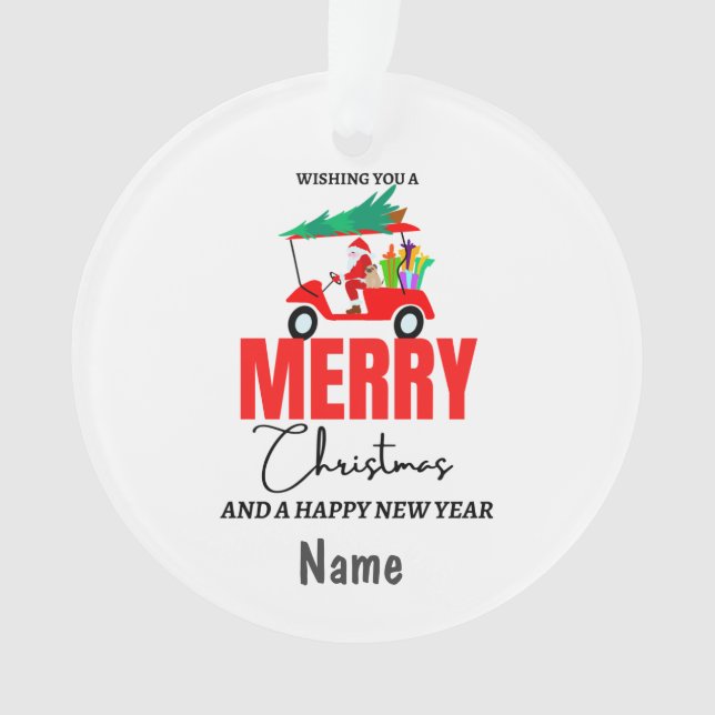 Adorno Navidades de golf con carro de golf de Santa Claus (Anverso)