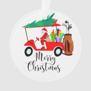 Adorno Navidades de golf Santa Claus viajando en carrito