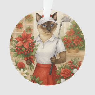 Adorno Navidades de golf temáticos para una mujer gata Go