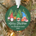 Adorno Navidades de guiones de pincel de colores de agua<br><div class="desc">Guión de pincel moderno Feliz Navidad colorido divertido acuarela nómadas con pinos</div>