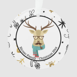 Adorno Navidades de hipster venado personalizado