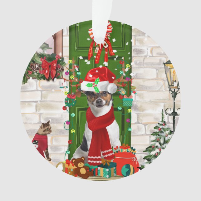 Adorno Navidades de Jack Russell Dog (Anverso)