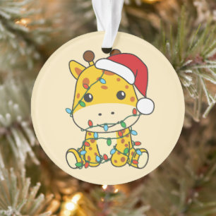 Adorno Navidades de jirafa en invierno animan jirafas