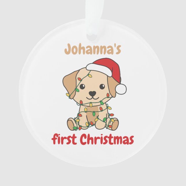 Adorno Navidades de Labrador en invierno Babys primera Na (Anverso)