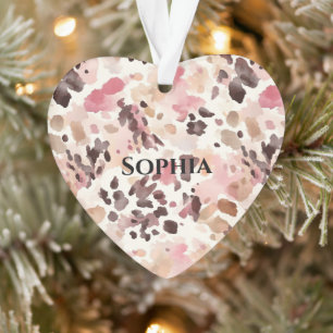 Adorno Navidades de leopardo marrón crema rosa