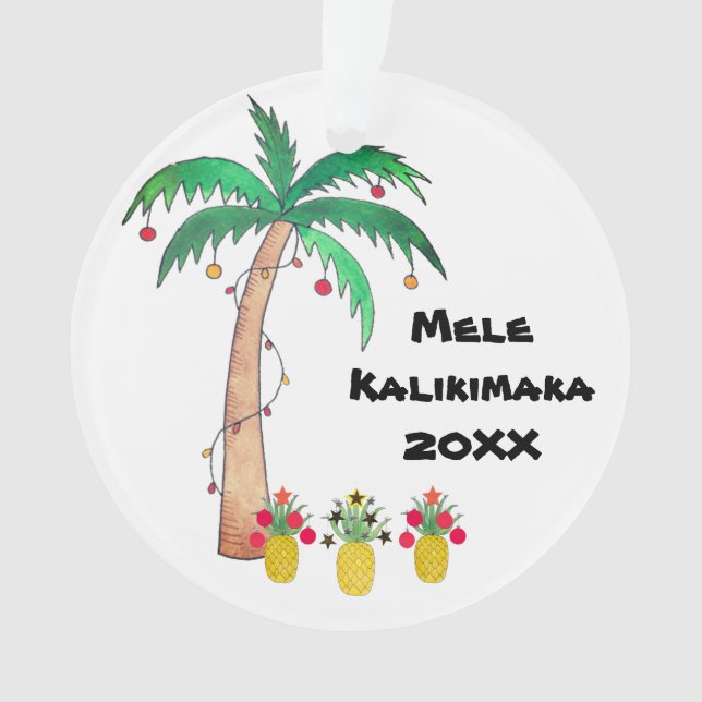 Adorno Navidades de Mele Kalikimaka Photo Palm Tree Islan (Anverso)