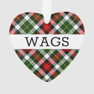 Adorno Navidades de NOMBRE Mascota de Holiday Plaid