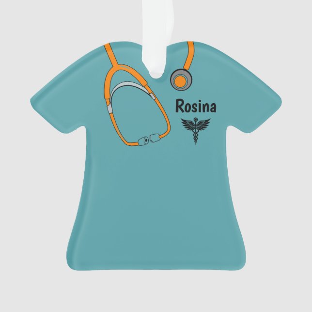 Adorno Navidades de nombres Caduceus de escudos médicos e (Anverso)