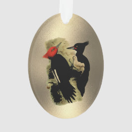 Adorno Navidades de pájaros carpinteros de color rojo neg
