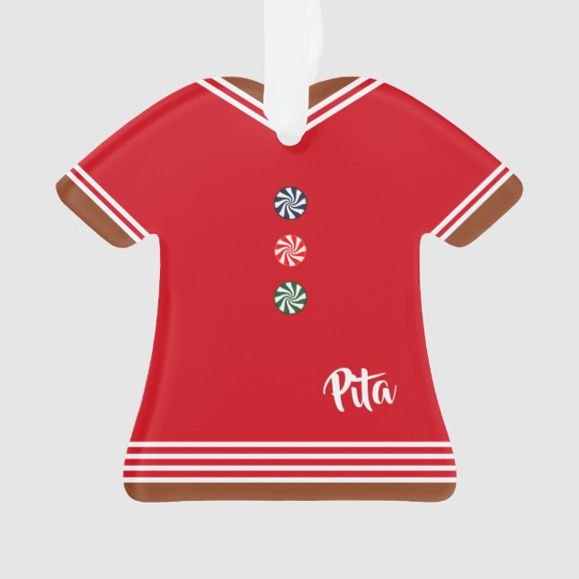 Adorno Navidades de pan de jengibre rojo y blanco (Anverso)