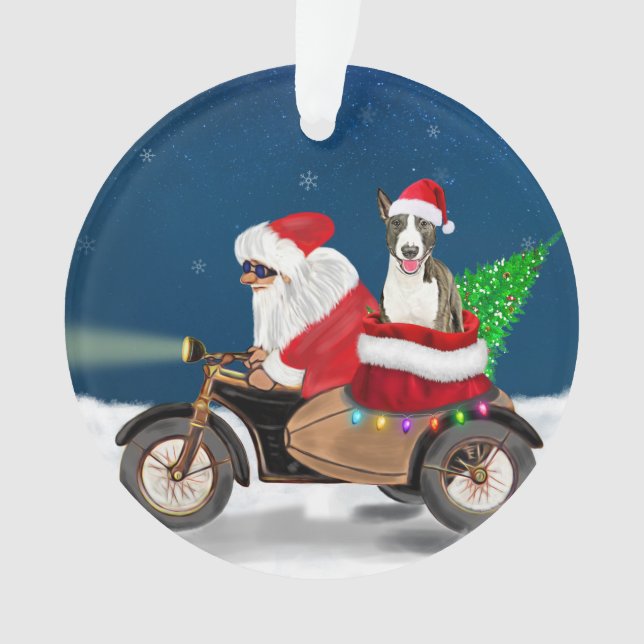 Adorno Navidades de Perro Bull Terrier Santa Claus (Anverso)