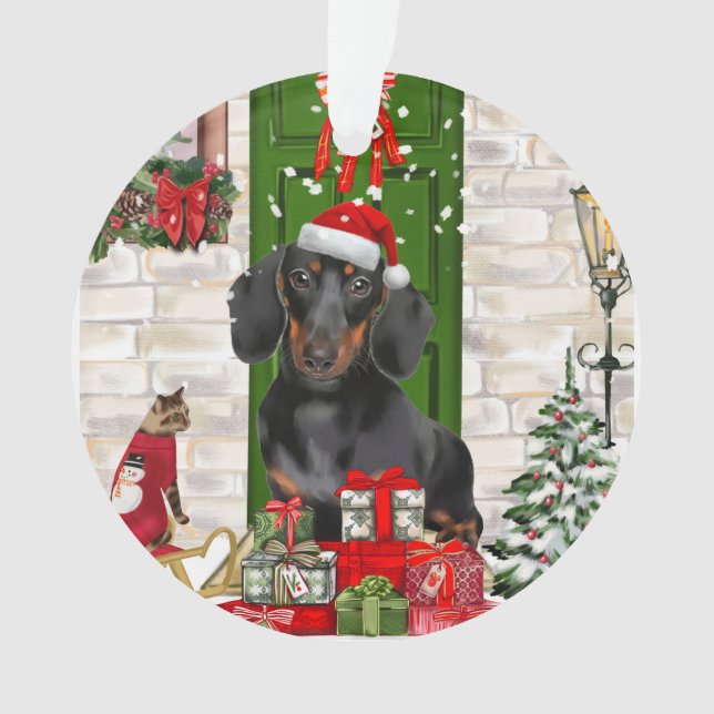 Adorno Navidades de perro de Dachshund (Anverso)