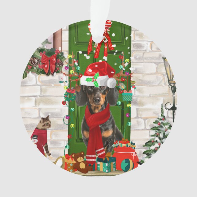 Adorno Navidades de perro de Dachshund (Anverso)