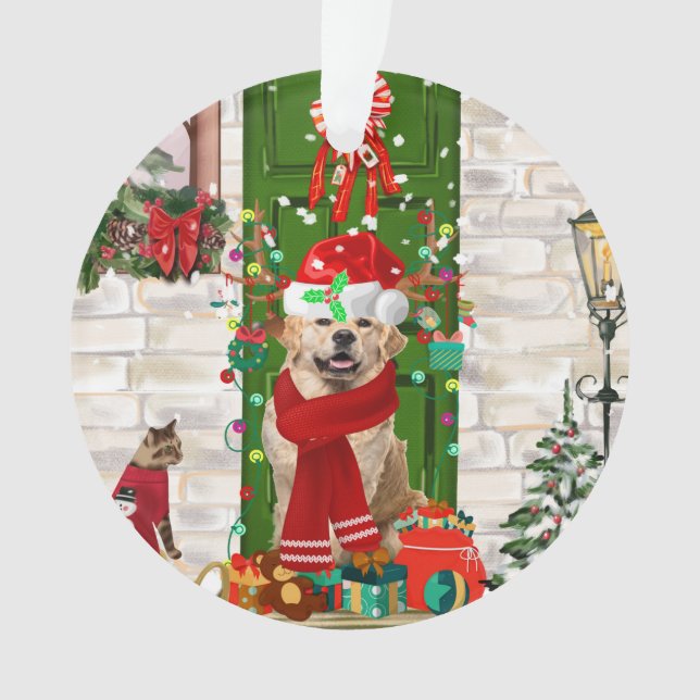 Adorno Navidades de perro de Golden Retriever (Anverso)