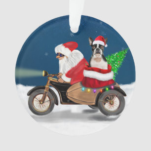 Adorno Navidades de Perro Terrier de Boston Santa Claus