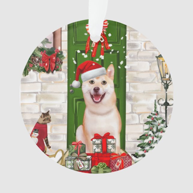 Adorno Navidades de Perros de Shiba Inu (Anverso)