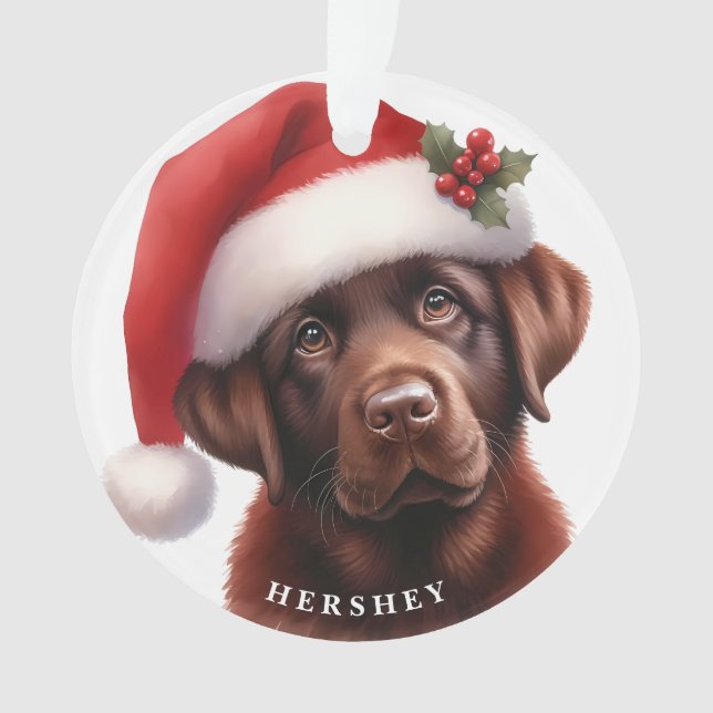 Adorno Navidades de perros recuperadores de chocolate lin (Anverso)