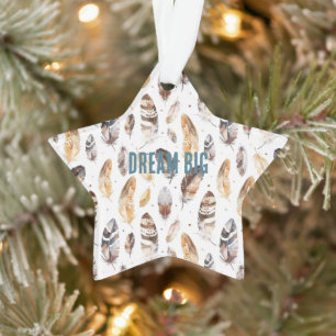 Adorno Navidades de plumas tribales nativas de Cream Brow