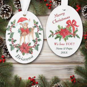 Adorno Navidades de Poinsettia Wreath Deer Fawn