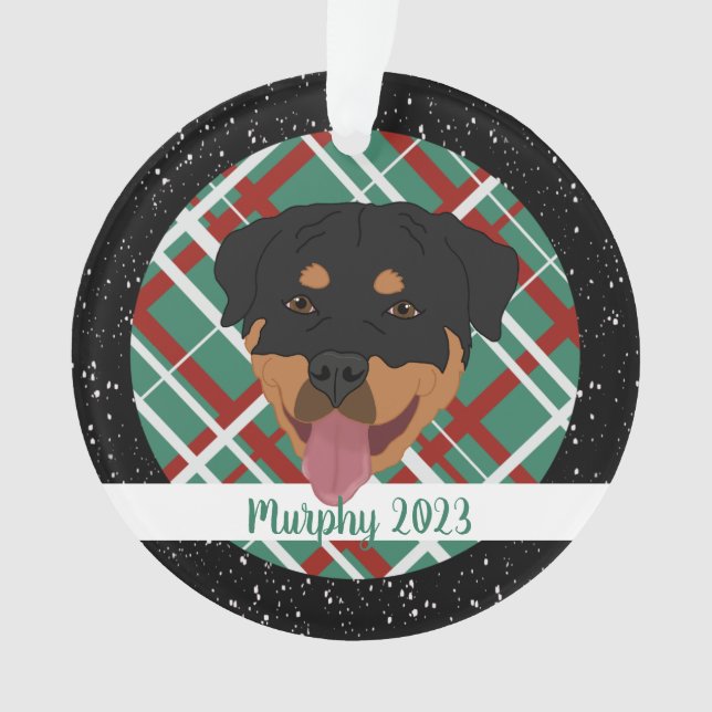 Adorno Navidades de Rottweiler personalizados (Anverso)