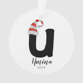Adorno Navidades de Santa Hat Simple Personalizable Lette