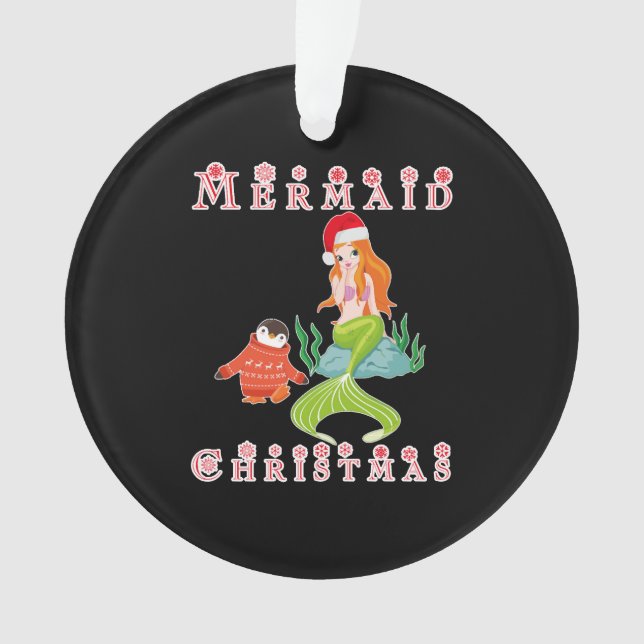 Adorno Navidades de sirenas y divertidos pingüinos (Anverso)