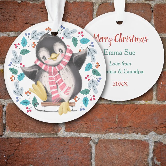Adorno Navidades de Sledding Penguin Wreath (Subido por el creador)