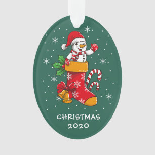 Adorno Navidades de Snowman Snowflakes 2020 Green