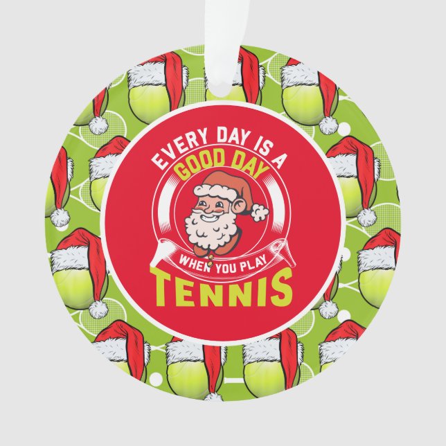 Adorno Navidades de tenis con Santa Claus y raqueta (Anverso)