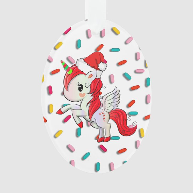 Adorno Navidades de unicornio y rociadores de festividade (Anverso)